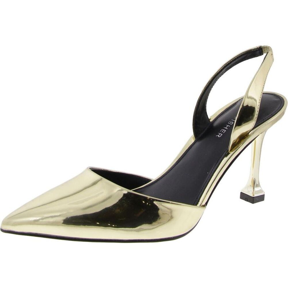 Marc Fisher Gold Pointed Slingback Pumps